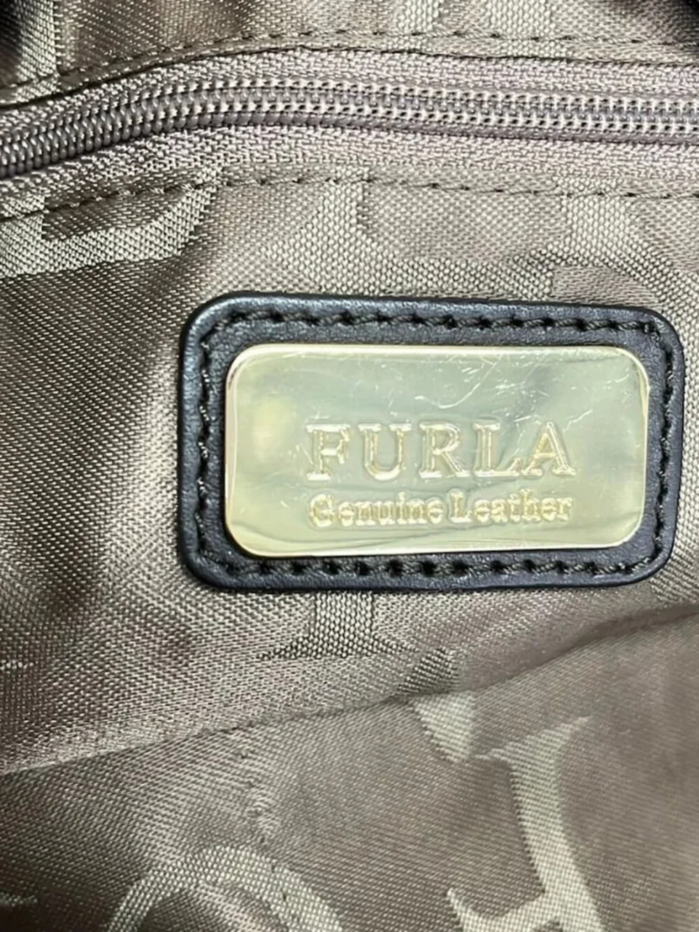 FURLA Montmartre White Dark Brown Leather Handbag